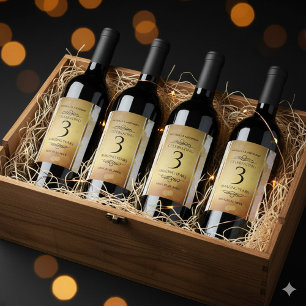 Elegant 3rd Leather Wedding Anniversary Wine Label