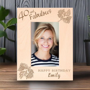 Elegant 40 and Fabulous Foliage 40th Birthday Etched Frames