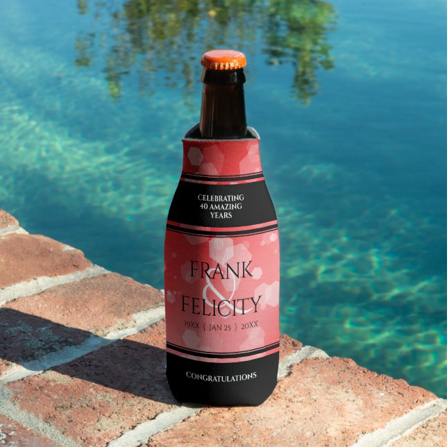 Elegant 40th 80th Ruby Wedding Anniversary Bottle Cooler (In Situ Pool)