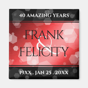 Elegant 40th 80th Ruby Wedding Anniversary Magnet