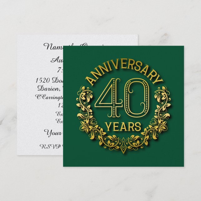 Elegant 40th Anniversary Invitation (Front/Back)