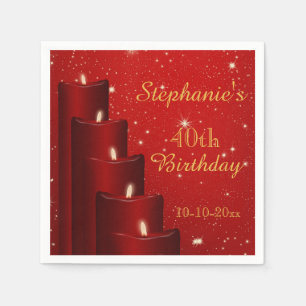 Elegant 40th Birthday Candles With Sparkle Napkin