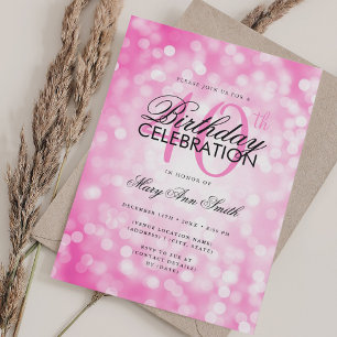 Elegant 40th Birthday Glam Hot Pink Shimmer Light Invitation