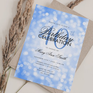 Elegant 40th Birthday Glam Navy Blue Shimmer Light Invitation