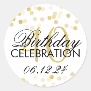 Elegant 40th Birthday Gold Foil Glitter Lights Classic Round Sticker