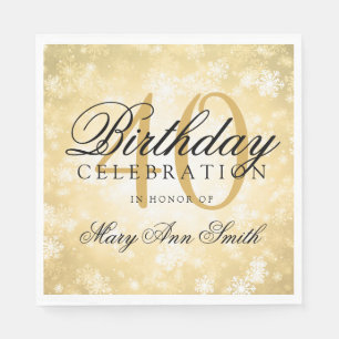 Elegant 40th Birthday Gold Winter Wonderland Napkin