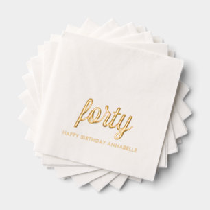 Elegant 40th Birthday Modern Gold Foil Napkins