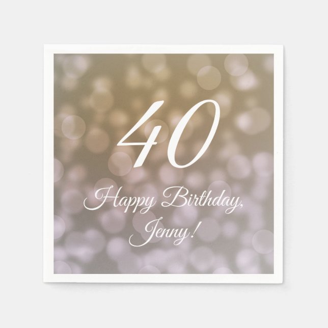 Elegant 40th Birthday Napkins For Her  (Front)