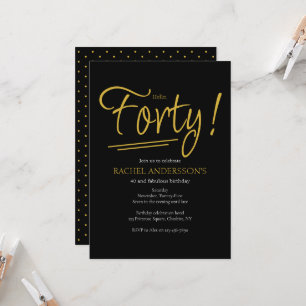 Elegant 40th Birthday Party Black Gold  Invitation