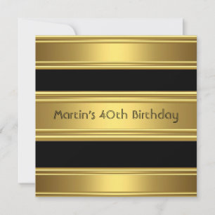 Elegant 40th Birthday Party Black Gold Mans Invitation