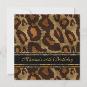 Elegant 40th Birthday Party Black Gold Wild 3 Invitation