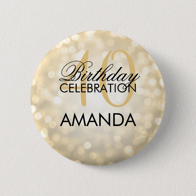 Elegant 40th Birthday Party Gold Glitter Lights 6 Cm Round Badge (Front)