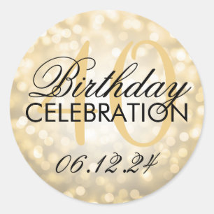 Elegant 40th Birthday Party Gold Glitter Lights Classic Round Sticker