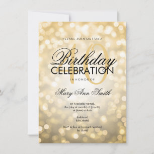 Elegant 40th Birthday Party Gold Glitter Lights Invitation