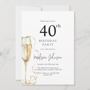 Elegant 40th Birthday Party Invitation