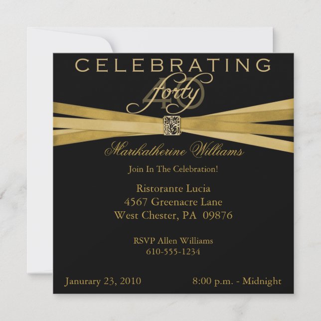 Elegant 40th Birthday Party Invitations (Front)