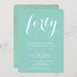ELEGANT 40TH birthday party INVITE script mint