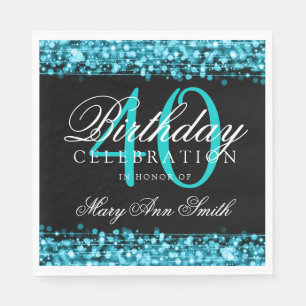 Elegant 40th Birthday Party Sparkles Turquoise Napkin