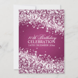 Elegant 40th Birthday Party Sparkling Wave Pink Invitation