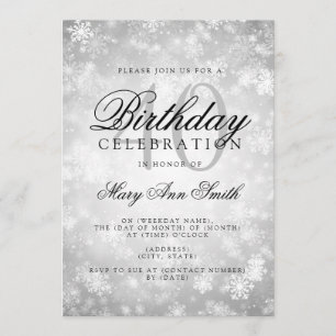 Elegant 40th Birthday Silver Winter Wonderland Invitation
