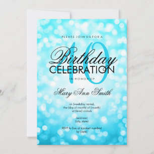Elegant 40th Birthday Turquoise Glitter Lights Invitation