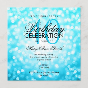 Elegant 40th Birthday Turquoise Glitter Lights Invitation