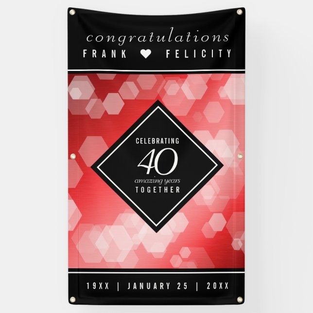 Elegant 40th Ruby Wedding Anniversary Celebration Banner (Vertical)