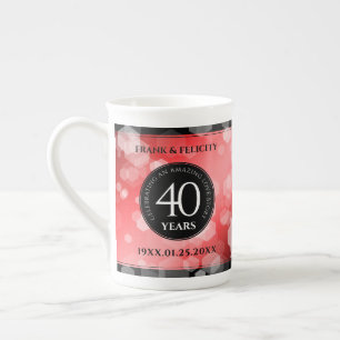 Elegant 40th Ruby Wedding Anniversary Celebration Bone China Mug