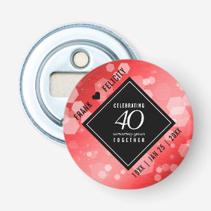 Elegant 40th Ruby Wedding Anniversary Celebration Bottle Opener