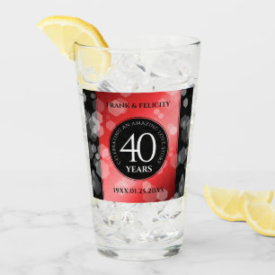Elegant 40th Ruby Wedding Anniversary Celebration Glass
