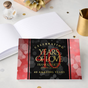 Elegant 40th Ruby Wedding Anniversary Celebration Guest Book