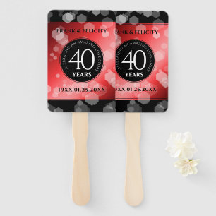 Elegant 40th Ruby Wedding Anniversary Celebration Hand Fan