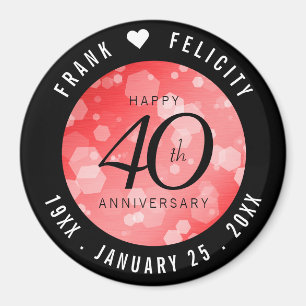 Elegant 40th Ruby Wedding Anniversary Celebration Magnet