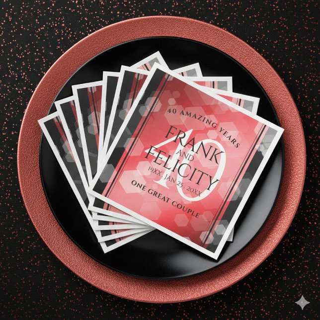 Elegant 40th Ruby Wedding Anniversary Celebration Napkin (Elegant 40th Ruby Wedding Anniversary Napkins Cover Photo)
