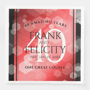 Elegant 40th Ruby Wedding Anniversary Celebration Napkin