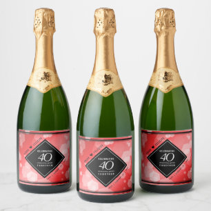 Elegant 40th Ruby Wedding Anniversary Celebration Sparkling Wine Label