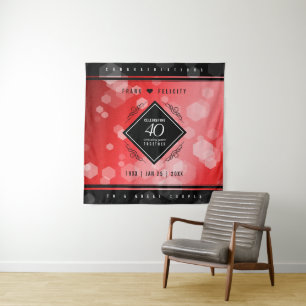 Elegant 40th Ruby Wedding Anniversary Celebration Tapestry