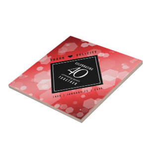 Elegant 40th Ruby Wedding Anniversary Celebration Tile