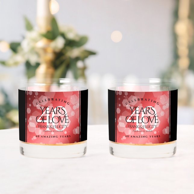 Elegant 40th Ruby Wedding Anniversary Celebration Whiskey Glass (Insitu (Wedding))