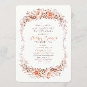 Elegant 40th Wedding Anniversary Floral Fall Invitation