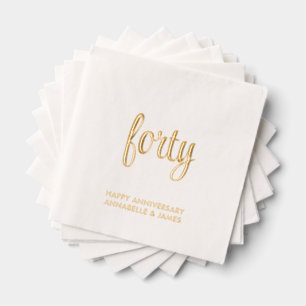 Elegant 40th Wedding Anniversary Gold Foil Napkins