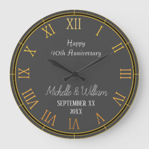 Elegant  40th Wedding Anniversary Personalised Large Clock