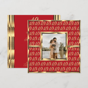 Elegant 40th Wedding Ruby Anniversary Invitation