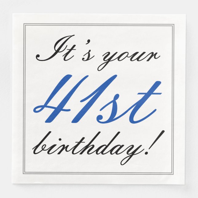 Elegant 41st Birthday Paper Napkins (Front)