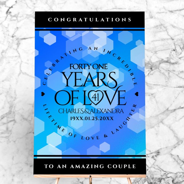 Elegant 41st Blue Topaz Wedding Anniversary Acrylic Sign (Elegant 41st Blue Topaz Wedding Anniversary Acrylic Sign Cover Photo)