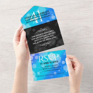 Elegant 41st Blue Topaz Wedding Anniversary All In One Invitation