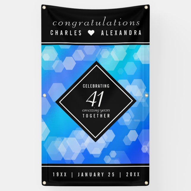 Elegant 41st Blue Topaz Wedding Anniversary Banner (Vertical)