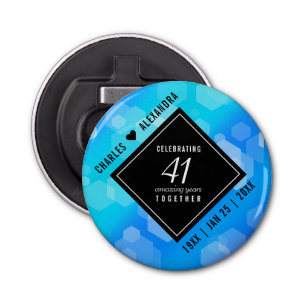 Elegant 41st Blue Topaz Wedding Anniversary Bottle Opener