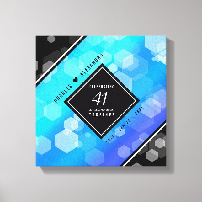 Elegant 41st Blue Topaz Wedding Anniversary Canvas Print (Front)