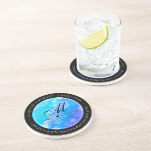 Elegant 41st Blue Topaz Wedding Anniversary Coaster